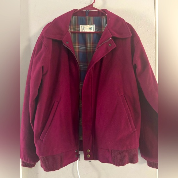Vintage 80's LL Bean Plaid Lined Wool Jacket Medium